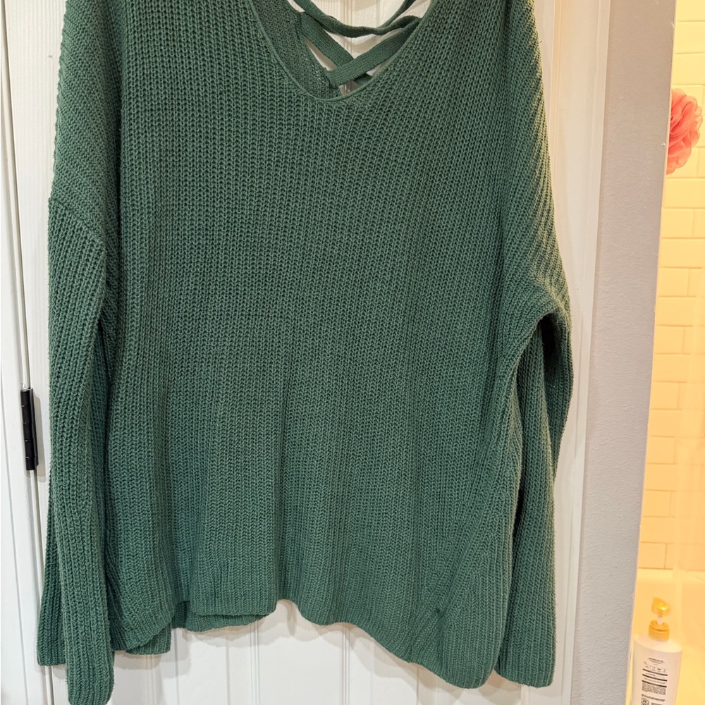 Ava & Viv Forest Green V-Neck Sweater